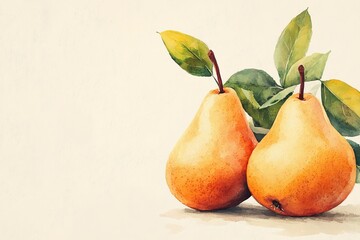 Minimalist 2D Illustrations of Solitary Pear Fruits