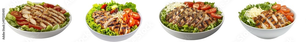 Poster An isolated chicken salad with caesar is shown on a transparent background