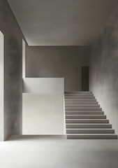 Obraz premium Modern Minimalist Concrete Staircase Interior Design