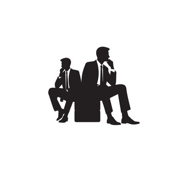 recommend clip art: Businessman thinking vector illustration. Professional man silhouette. Businessman thinking logo, icon black and white.