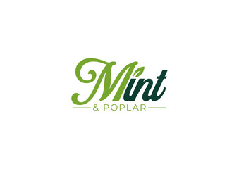 Mint, leave, plant, tree, green, green dark, letter, text, professional, clean., logo, word, design