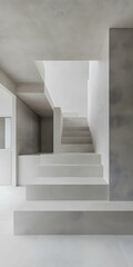 Obraz premium Modern Minimalist Concrete Staircase in a Minimalist Interior