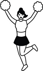 Cheerleader in Midair Vector Shape Kids Coloring Fun
