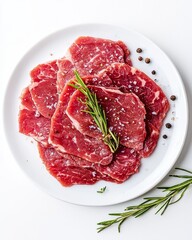 Obraz premium Fresh beef carpaccio slices on white background