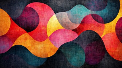 Fototapeta premium Vibrant Geometric Patterns in Textured Retro Abstract Carpet Art
