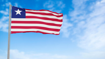 Leveria flag in the blue sky.Leveria 3d flag floating in the wind with a blue sky in the background