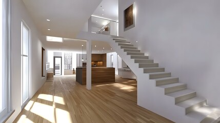 Fototapeta premium Modern Home Interior with White Walls and Wooden Floor