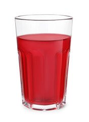 Tasty grape juice in glass isolated on white
