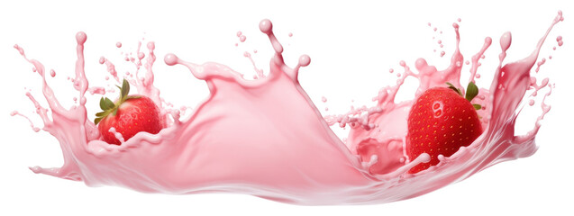 Strawberry milk splash strawberries fruit beverage.