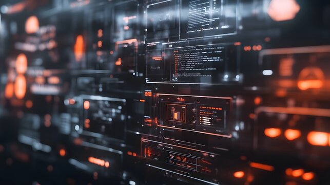 Transparent tech interfaces floating on a muted backdrop with soft transitions