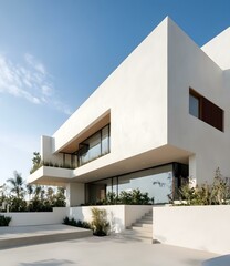Modern White House Exterior with Minimalist Design