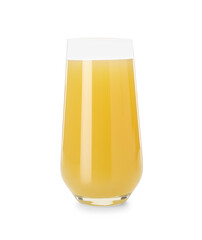 Glass with pineapple juice isolated on white