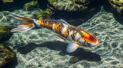 Naklejka premium Colorful Koi Fish in a Pond