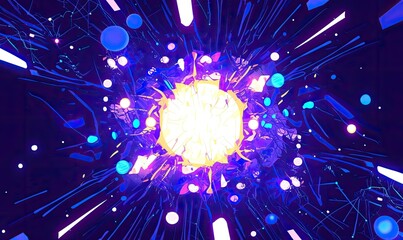 Fototapeta premium A vibrant abstract explosion of colors radiating from a central point, evoking energy and movement.