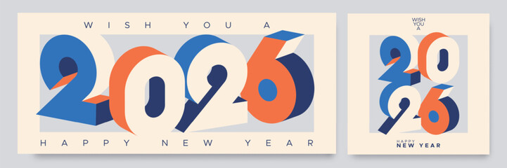 Happy new year 2026 with number on art wall concept. Happy new year 2026 modern art banner template