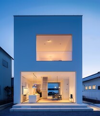 Modern House with Large Windows and Open Interior Design