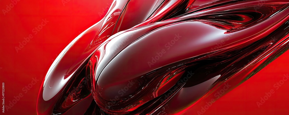 Poster a vibrant blend of red fluid shapes creating a dynamic and modern abstract composition. perfect for 