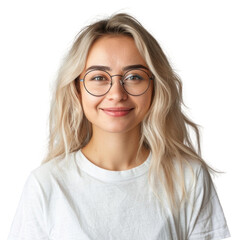 Obraz premium PNG Smiling young mixed race woman portrait glasses blonde.