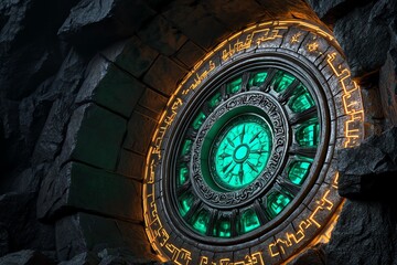 Obraz premium A dungeon filled with ancient machines, powered by long-forgotten magic, which spring to life as intruders enter