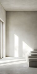 Fototapeta premium Minimalist Concrete Staircase in a Modern Building