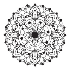 Circular pattern in the form of a mandala. Henna tatoo mandala. Mehndi style.Mandala Line Illustration