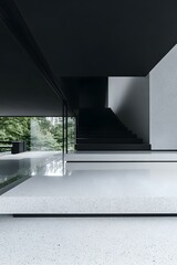 Fototapeta premium Minimalist Modern Staircase Design With Black And White Color Scheme