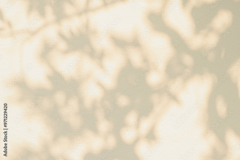 Poster leaf shadow and light on wall beige abstract background. nature tropical leaves plant and tree branc