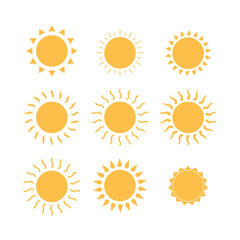 Set of Sun Silhouettes - Traditional Decorative Elements