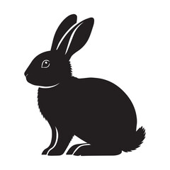 Obraz premium Rabbit silhouette Clipart - Rabbit vector illustration in black and white 
