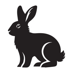 Obraz premium Rabbit silhouette Clipart - Rabbit vector illustration in black and white 