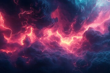 Stunning Cosmic Sky with Vibrant Purple and Pink Clouds