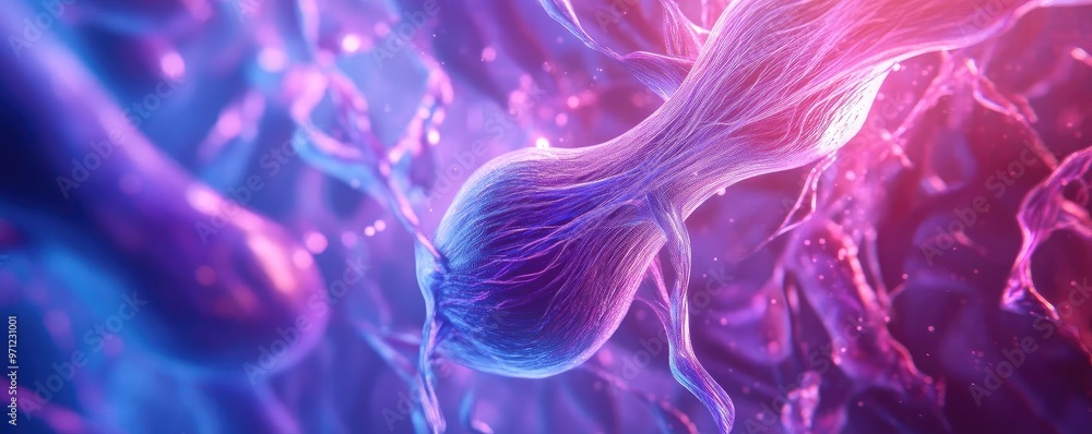 Poster an abstract view of colorful neurons illustrating neural connections with a vibrant glow in a digita