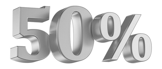 50 Percent Off Sale .  Silver Number Promotion