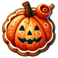 Jack-O'-Lantern Pumpkin Pie Illustration