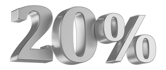 20 Percent Off Sale .  Silver Number Promotion