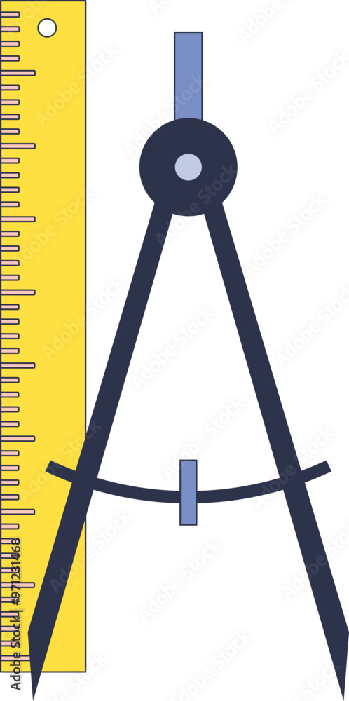 Poster a compass and ruler, tools for precision drawing and measurement, symbolizing geometry and drafting.