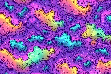 Abstract Psychedelic Background with Wavy Lines and Colorful Shapes