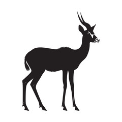 Antelope silhouette Clipart - Antelope vector illustration in black and white 
