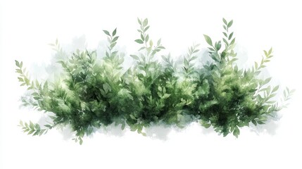 A vibrant watercolor illustration of lush green foliage, perfect for nature-themed projects and botanical designs.