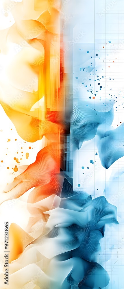 Poster abstract design with wavy lines and shapes.