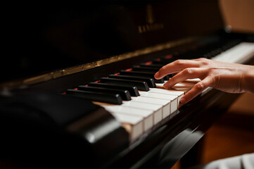 Obraz premium Close-up of woman playing the piano.