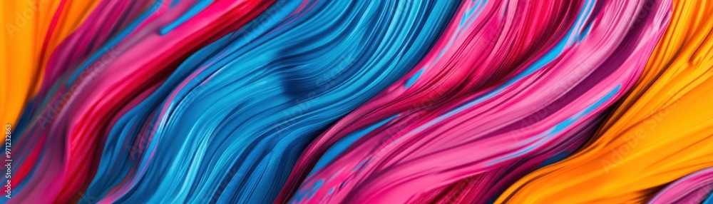 Poster abstract swirl of vibrant colors blending gracefully, creating a mesmerizing visual flow perfect for