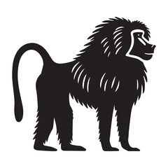 Obraz premium Baboon silhouette Clipart - Baboon vector illustration in black and white 