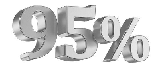 95 Percent Off Sale . Silver Number Promotion
