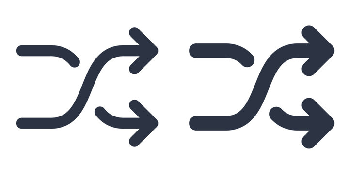 Random Selection or Shuffle simple icons set designed in filled, outline, line and stroke style