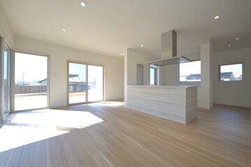 Modern Kitchen Design with White Cabinets and Wood Flooring