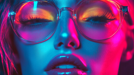 Vintage Neon Lights Poster with Grain Effect	80s