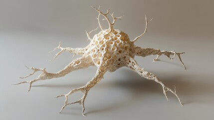 Fototapeta premium Detailed 3D Rendering of Isolated Biology Nerve Cell with Cell Body, Axon, and Dendrites on Clean Background