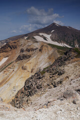 上ホロカメットク山 山頂からの十勝岳　残雪期北海道登山
