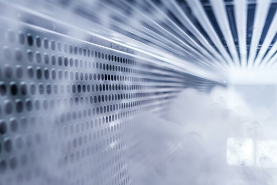 Steam rising from a cold storage facility creating abstract lines